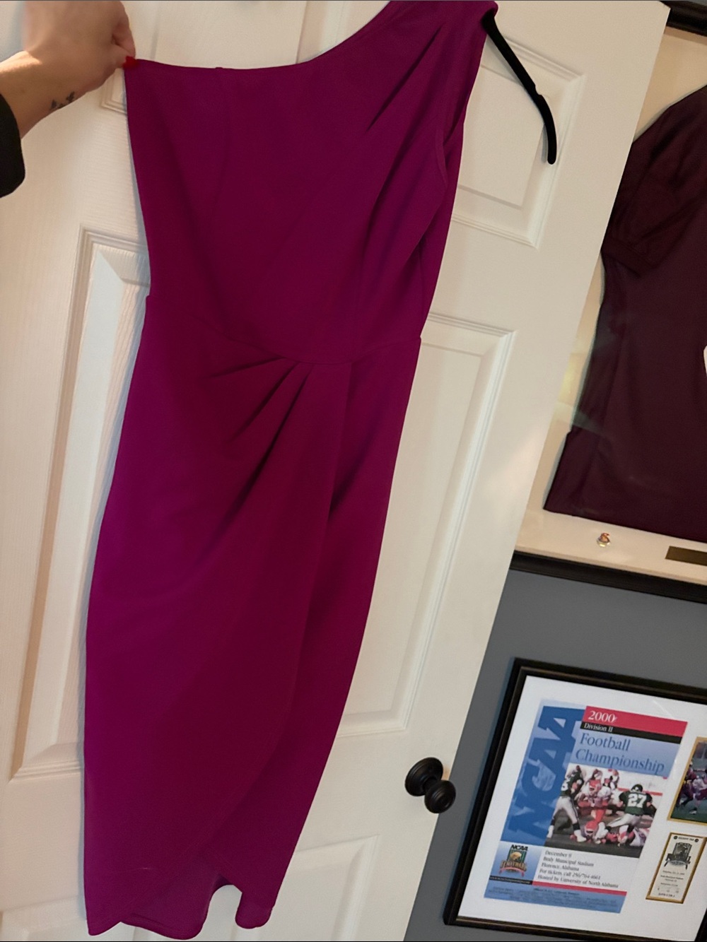 One-Shoulder Fuchsia Sheath Dress